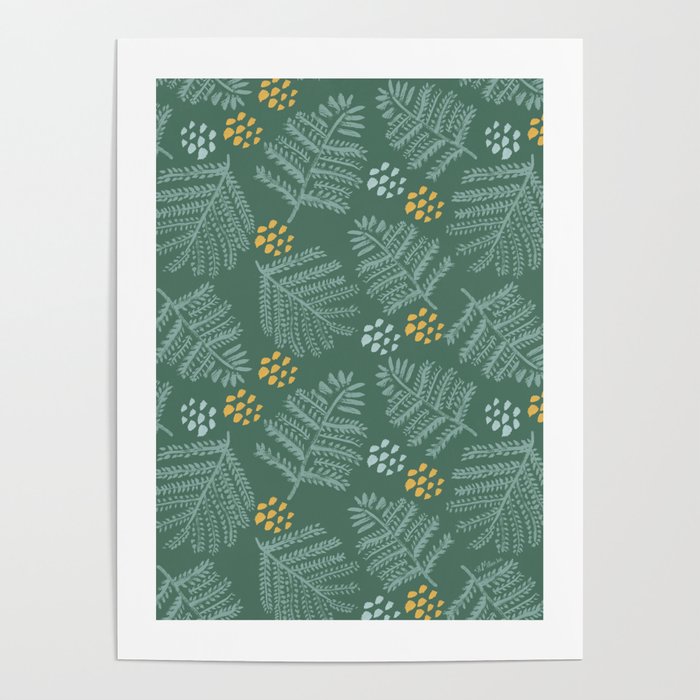 Winter & Woodsy Pine Trees in Forest Green Poster Gallery Image 4
