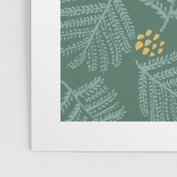 Winter & Woodsy Pine Trees in Forest Green Poster Gallery Image 3