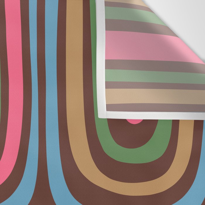 Retro Contemporary Boho Confaab Abstract Multicolored Pattern on Brown Wall Tapestry Gallery Image 3