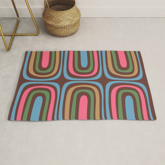 Retro Contemporary Boho Confaab Abstract Multicolored Pattern on Brown Rug Gallery Image 1