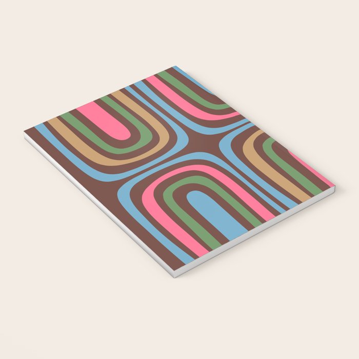 Retro Contemporary Boho Confaab Abstract Multicolored Pattern on Brown Notebook Gallery Image 3