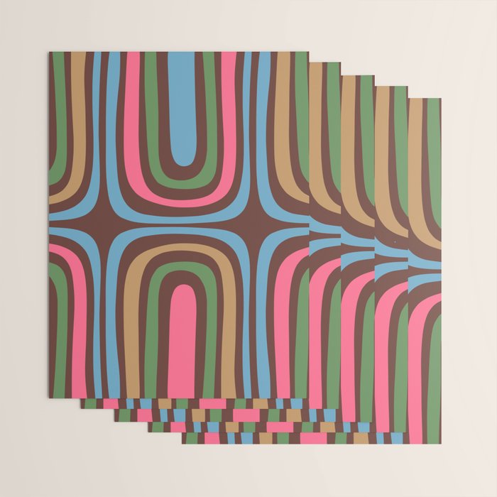 Retro Contemporary Boho Confaab Abstract Multicolored Pattern on Brown Wrapping Paper Gallery Image 3