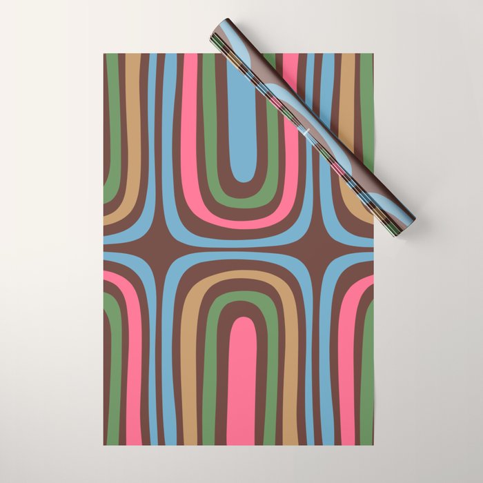 Retro Contemporary Boho Confaab Abstract Multicolored Pattern on Brown Wrapping Paper Gallery Image 1