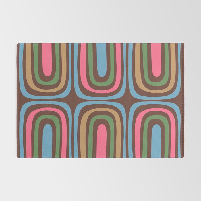Retro Contemporary Boho Confaab Abstract Multicolored Pattern on Brown Rug Gallery Image 2