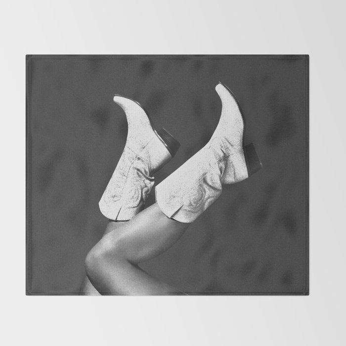 These Boots - Noir / Black & White Throw Blanket Gallery Image 2