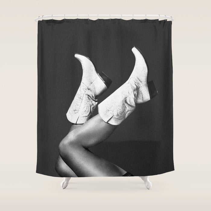 These Boots - Noir / Black & White Shower Curtain Gallery Image 1