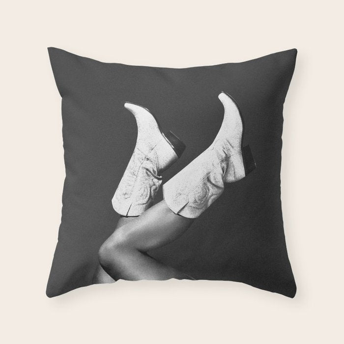 These Boots - Noir / Black & White Throw Pillow Gallery Image 6