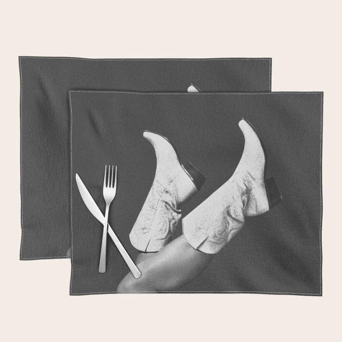 These Boots - Noir / Black & White Placemat Gallery Image 1