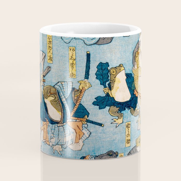 Woodblock Hero Frogs Vintage Illustration  by Utagawa Kuniyoshi Ukiyo-e Style Samurai Sword Kung Fu Coffee Mug Gallery Image 4