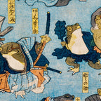 Woodblock Hero Frogs Vintage Illustration  by Utagawa Kuniyoshi Ukiyo-e Style Samurai Sword Kung Fu Coffee Mug Gallery Image 2