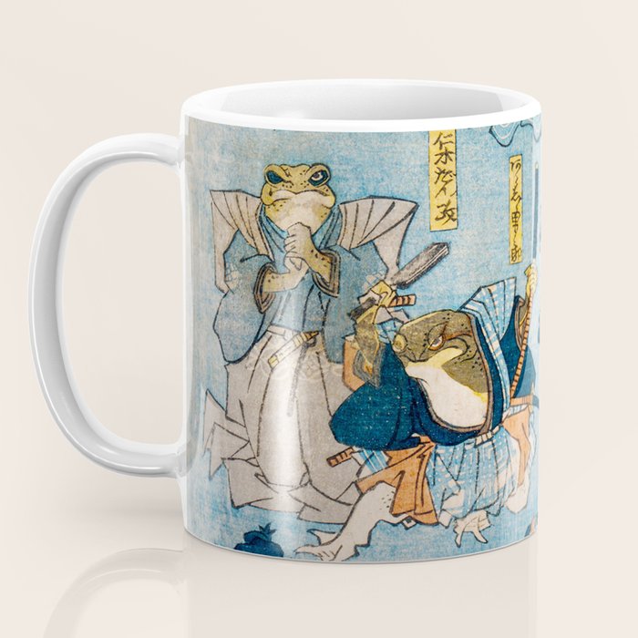 Woodblock Hero Frogs Vintage Illustration  by Utagawa Kuniyoshi Ukiyo-e Style Samurai Sword Kung Fu Coffee Mug Gallery Image 3