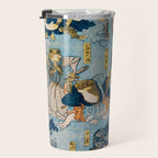 Woodblock Hero Frogs Vintage Illustration  by Utagawa Kuniyoshi Ukiyo-e Style Samurai Sword Kung Fu Travel Mug Gallery Image 3