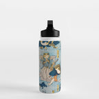 Woodblock Hero Frogs Vintage Illustration  by Utagawa Kuniyoshi Ukiyo-e Style Samurai Sword Kung Fu Water Bottle Gallery Image 3