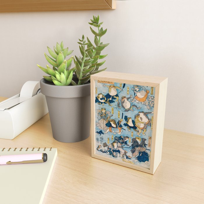 Woodblock Hero Frogs Vintage Illustration  by Utagawa Kuniyoshi Ukiyo-e Style Samurai Sword Kung Fu Mini Art Print Gallery Image 2