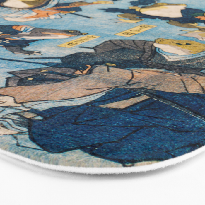 Woodblock Hero Frogs Vintage Illustration  by Utagawa Kuniyoshi Ukiyo-e Style Samurai Sword Kung Fu Bath Mat Gallery Image 3