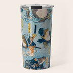 Woodblock Hero Frogs Vintage Illustration  by Utagawa Kuniyoshi Ukiyo-e Style Samurai Sword Kung Fu Travel Mug Gallery Image 1