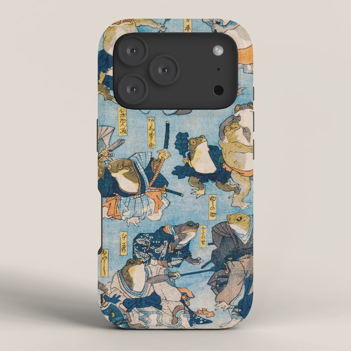 Woodblock Hero Frogs Vintage Illustration  by Utagawa Kuniyoshi Ukiyo-e Style Samurai Sword Kung Fu iPhone Case Gallery Image 3