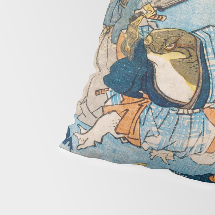 Woodblock Hero Frogs Vintage Illustration  by Utagawa Kuniyoshi Ukiyo-e Style Samurai Sword Kung Fu Pillow Sham Gallery Image 4
