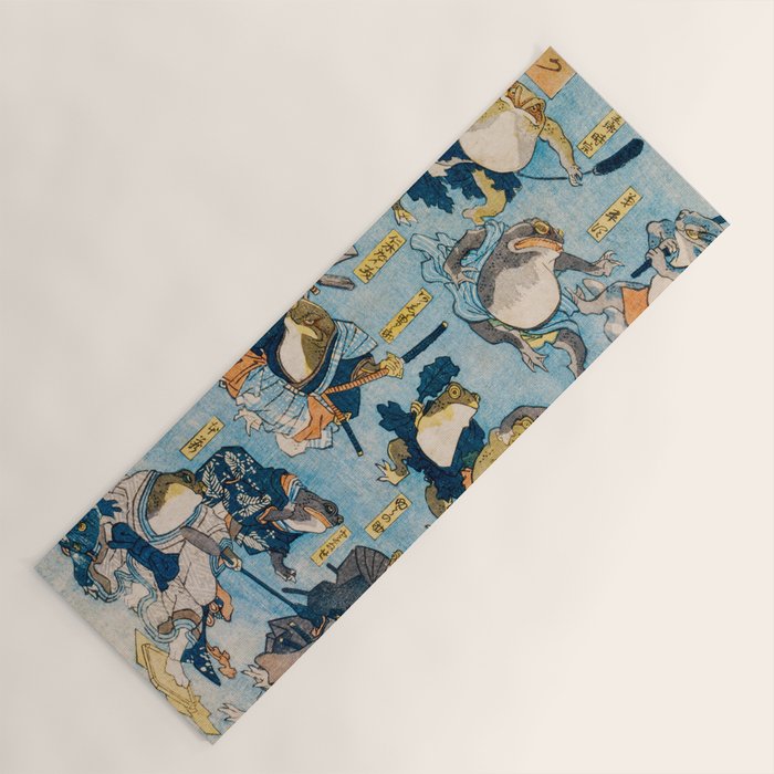Woodblock Hero Frogs Vintage Illustration  by Utagawa Kuniyoshi Ukiyo-e Style Samurai Sword Kung Fu Yoga Mat Gallery Image 1