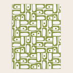 Mid Century Modern Piquet Multi Abstract Geometric Pattern in Mid Mod Martini Olive Green and White Poster Gallery Image 4
