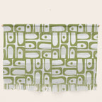 Mid Century Modern Piquet Multi Abstract Geometric Pattern in Mid Mod Martini Olive Green and White Wall Hanging Gallery Image 1