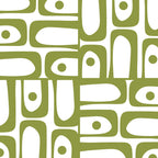 Mid Century Modern Piquet Multi Abstract Geometric Pattern in Mid Mod Martini Olive Green and White Coffee Mug Gallery Image 2
