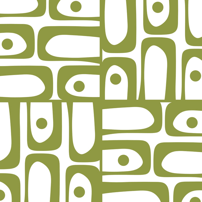 Mid Century Modern Piquet Multi Abstract Geometric Pattern in Mid Mod Martini Olive Green and White Coffee Mug Gallery Image 2