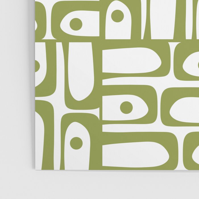 Mid Century Modern Piquet Multi Abstract Geometric Pattern in Mid Mod Martini Olive Green and White Poster Gallery Image 3