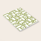 Mid Century Modern Piquet Multi Abstract Geometric Pattern in Mid Mod Martini Olive Green and White Notebook Gallery Image 3