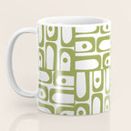Mid Century Modern Piquet Multi Abstract Geometric Pattern in Mid Mod Martini Olive Green and White Coffee Mug Gallery Image 3