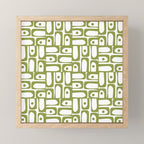 Mid Century Modern Piquet Multi Abstract Geometric Pattern in Mid Mod Martini Olive Green and White Mini Art Print Gallery Image 1