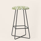 Mid Century Modern Piquet Multi Abstract Geometric Pattern in Mid Mod Martini Olive Green and White Stool Gallery Image 1