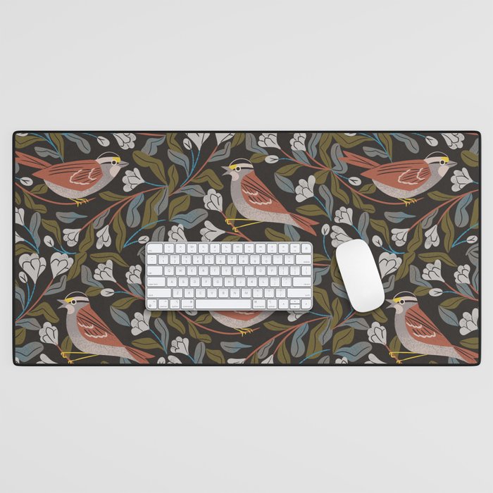 Sparrows And Apple Blossoms Desk Mat Gallery Image 1