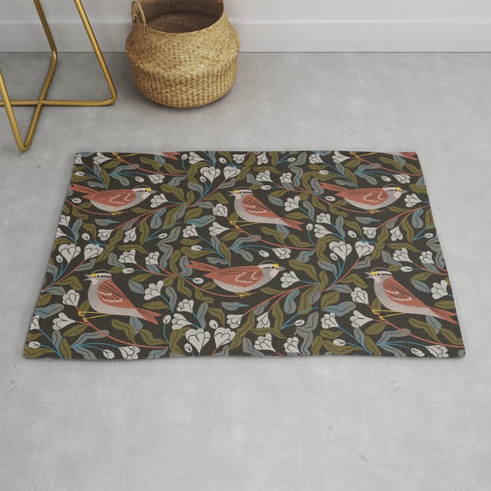 Sparrows And Apple Blossoms Rug Gallery Image 1