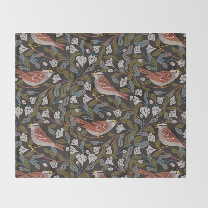 Sparrows And Apple Blossoms Throw Blanket Gallery Image 2