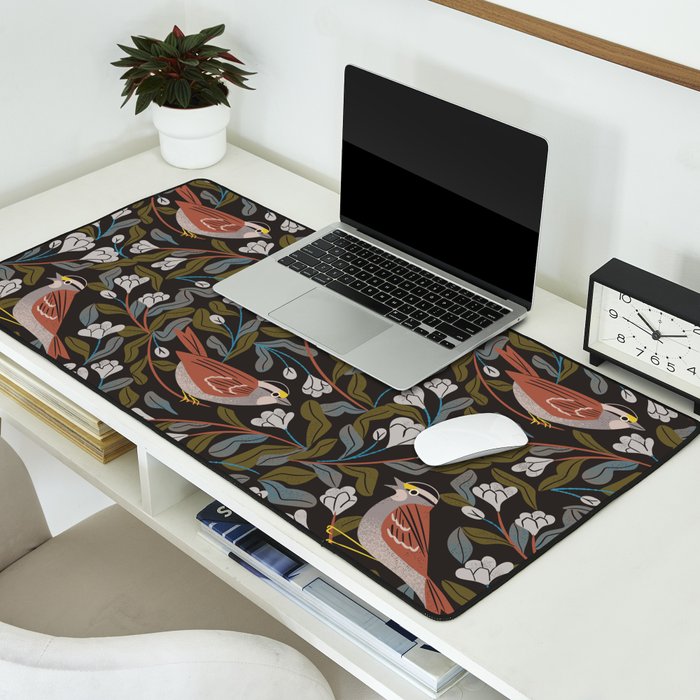 Sparrows And Apple Blossoms Desk Mat Gallery Image 2