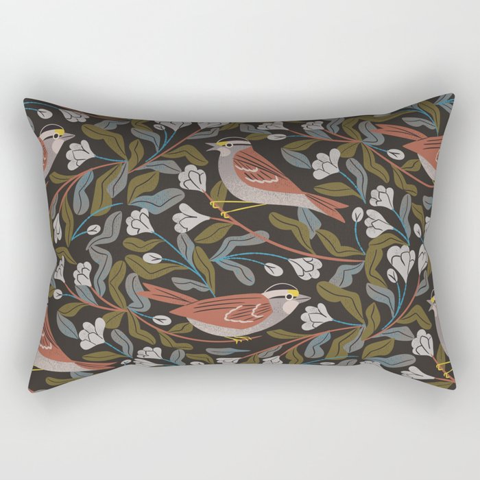 Sparrows And Apple Blossoms Rectangular Pillow Gallery Image 2