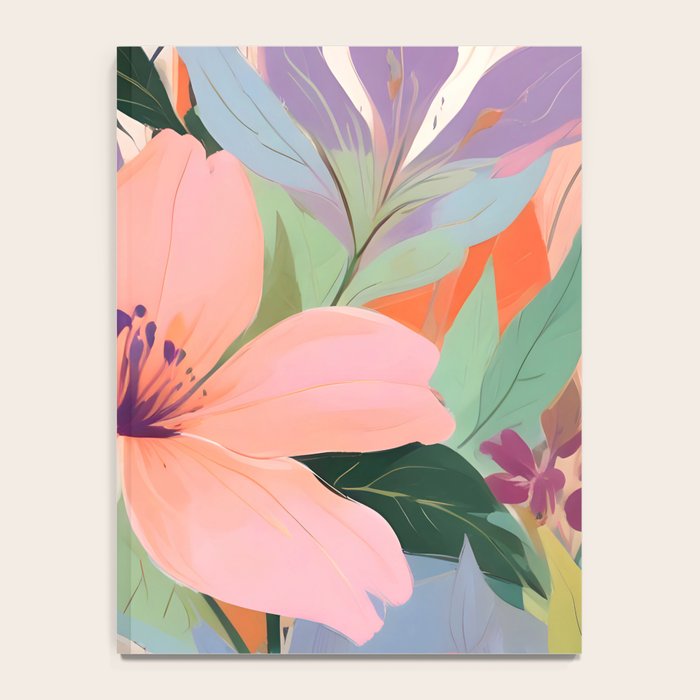 Summer Happy Place, Floral Botanical Nature Painting, Plants Garden Pastel Eclectic, Vintage Flowers Blossom Bohemian Notebook Gallery Image 4