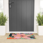 Summer Happy Place, Floral Botanical Nature Painting, Plants Garden Pastel Eclectic, Vintage Flowers Blossom Bohemian Welcome Mat Gallery Image 3