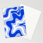 Retro Liquid Swirl Abstract Pattern Royal Blue, Light Blue, and White  Stationery Card Gallery Image 2