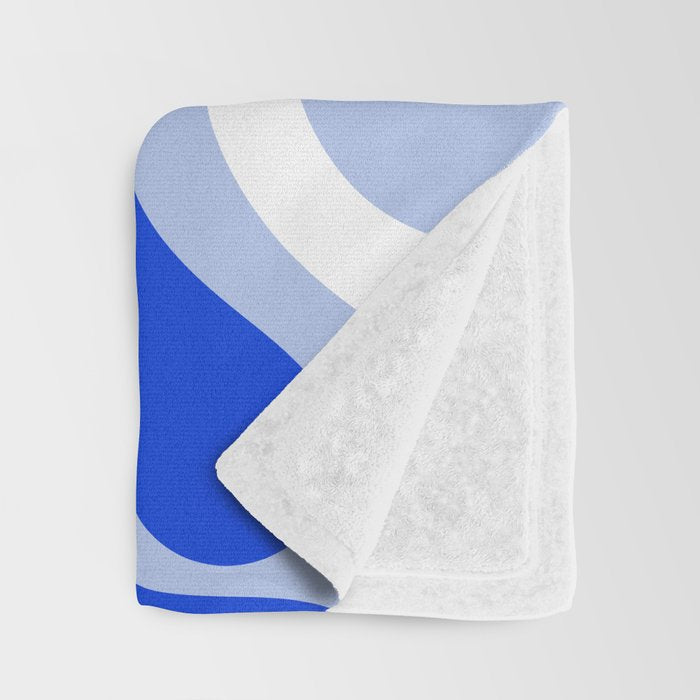 Retro Liquid Swirl Abstract Pattern Royal Blue, Light Blue, and White  Throw Blanket Gallery Image 3