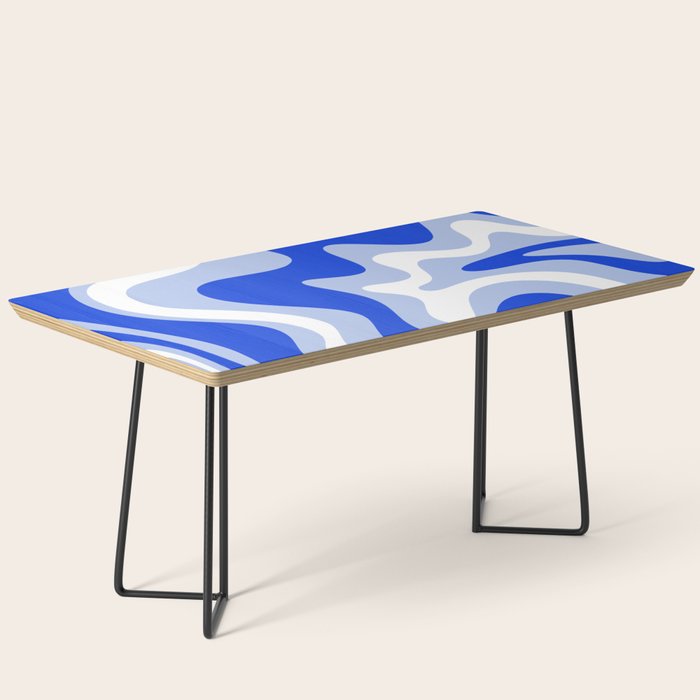 Retro Liquid Swirl Abstract Pattern Royal Blue, Light Blue, and White  Coffee Table Gallery Image 1