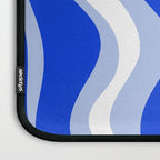 Retro Liquid Swirl Abstract Pattern Royal Blue, Light Blue, and White  Laptop Sleeve Gallery Image 3