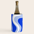 Retro Liquid Swirl Abstract Pattern Royal Blue, Light Blue, and White  Wine Chiller Gallery Image 2
