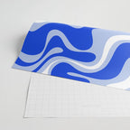 Retro Liquid Swirl Abstract Pattern Royal Blue, Light Blue, and White  Wrapping Paper Gallery Image 2