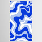 Retro Liquid Swirl Abstract Pattern Royal Blue, Light Blue, and White  Tablecloth Gallery Image 2