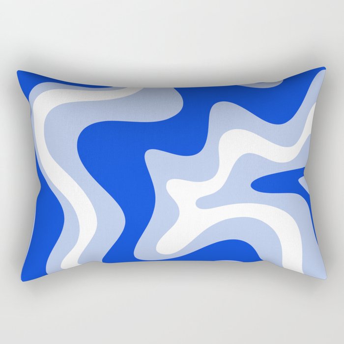 Retro Liquid Swirl Abstract Pattern Royal Blue, Light Blue, and White  Rectangular Pillow Gallery Image 2