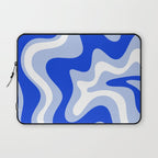 Retro Liquid Swirl Abstract Pattern Royal Blue, Light Blue, and White  Laptop Sleeve Gallery Image 1