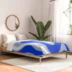 Retro Liquid Swirl Abstract Pattern Royal Blue, Light Blue, and White  Comforter Gallery Image 2