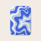 Retro Liquid Swirl Abstract Pattern Royal Blue, Light Blue, and White  Bath Mat Gallery Image 1